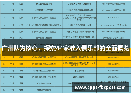 广州队为核心，探索44家准入俱乐部的全面概览
