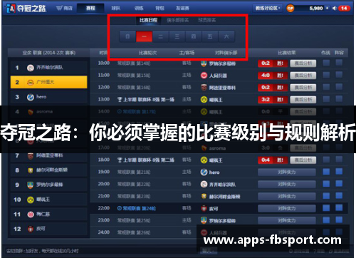 夺冠之路：你必须掌握的比赛级别与规则解析